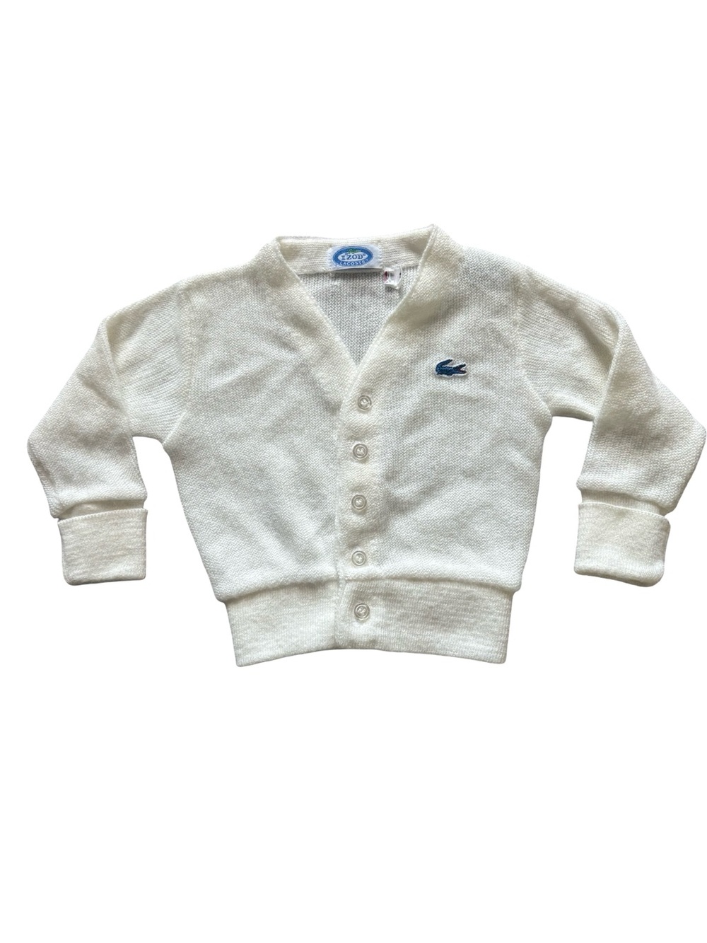 Izod Lacoste Vintage Knit White Cardigan Sweater Baby Size Medium 12 Months